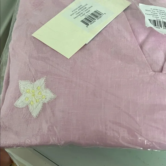 NWT$259 FANM MON x Andie the Serik mini dress pink w embroidered flower accent L - Picture 10 of 16